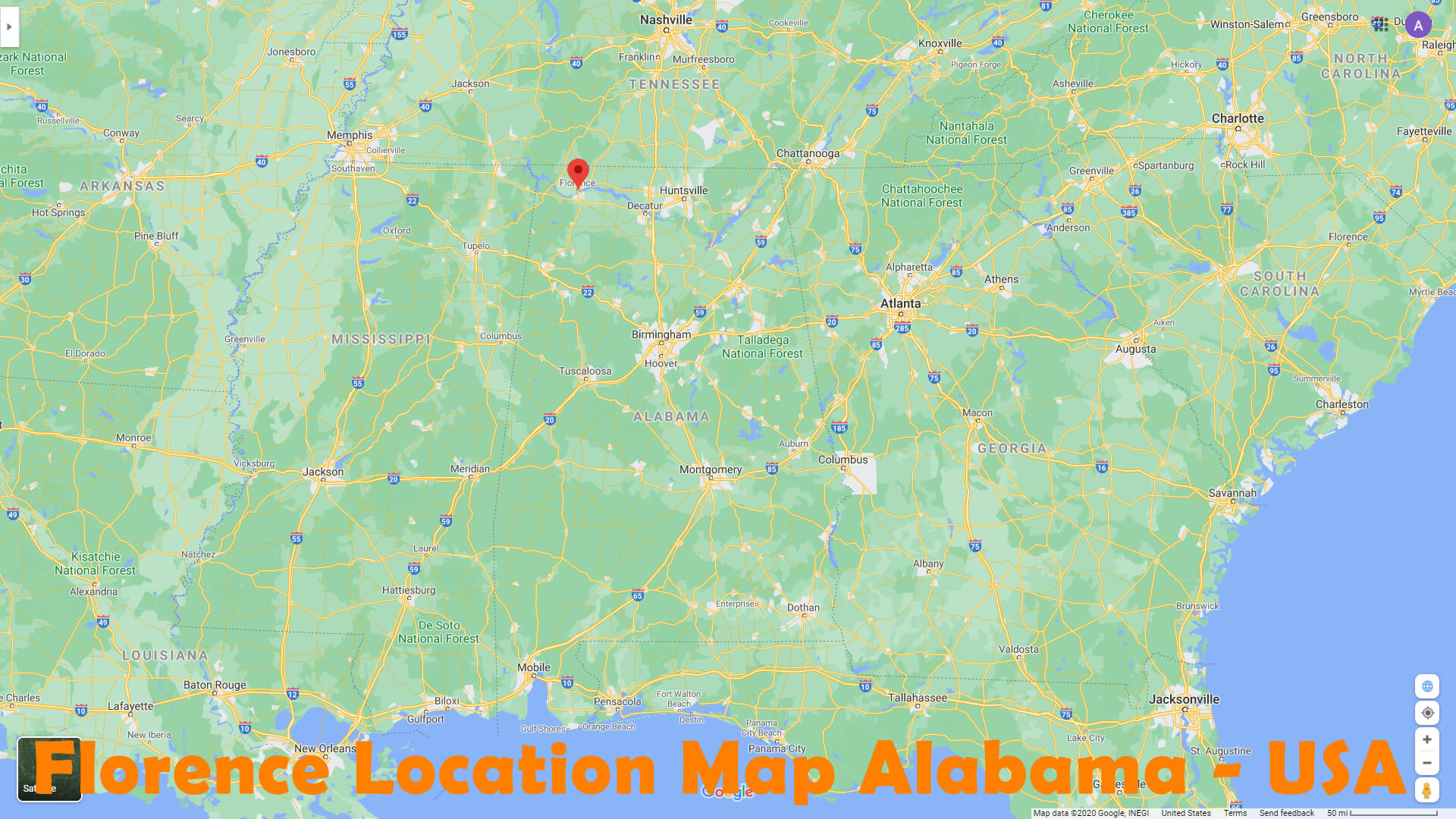 Florence Location Map Alabama   USA